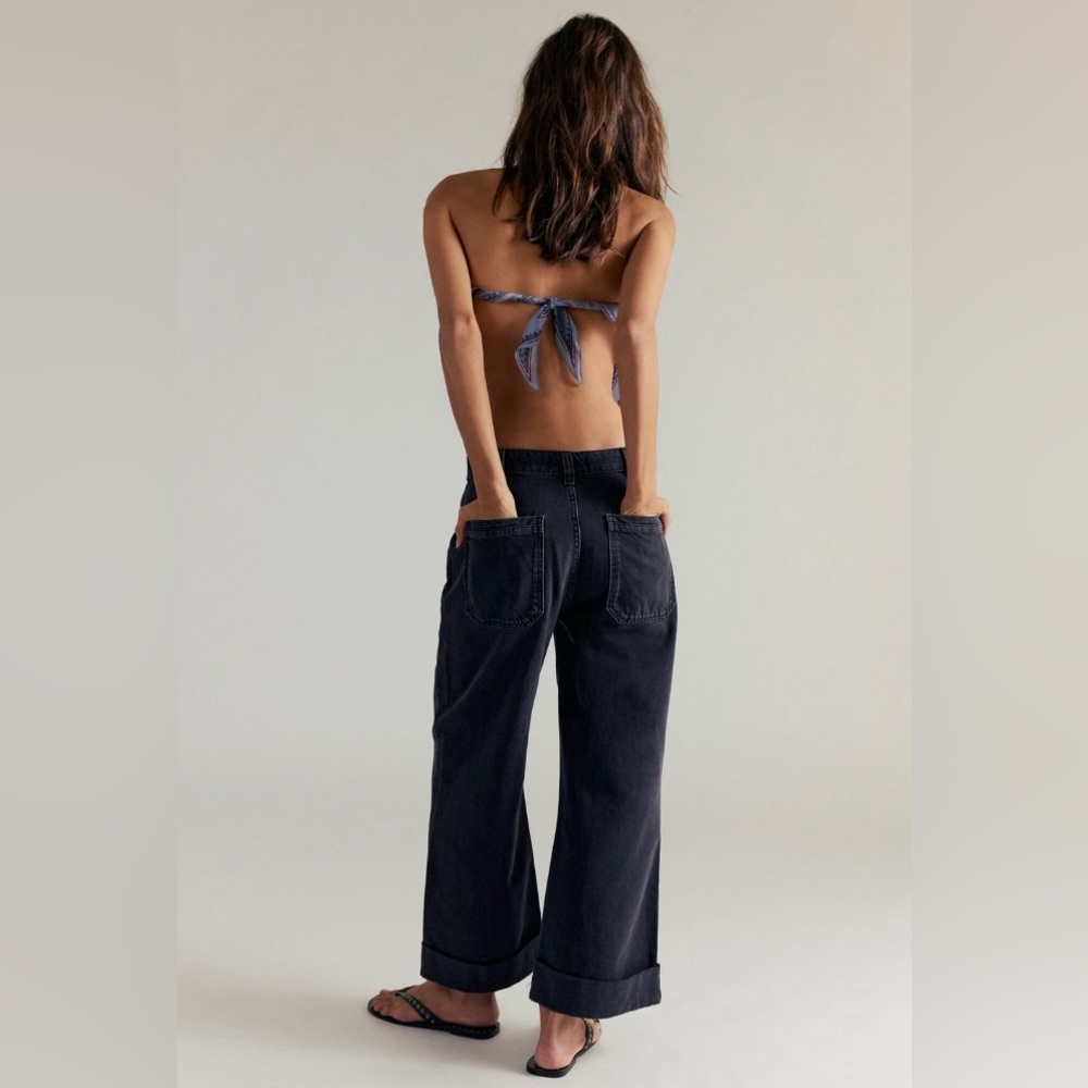 NWT Free People We the Free Palmer cuffed jeans in outer space - 31 - Picture 5 of 11